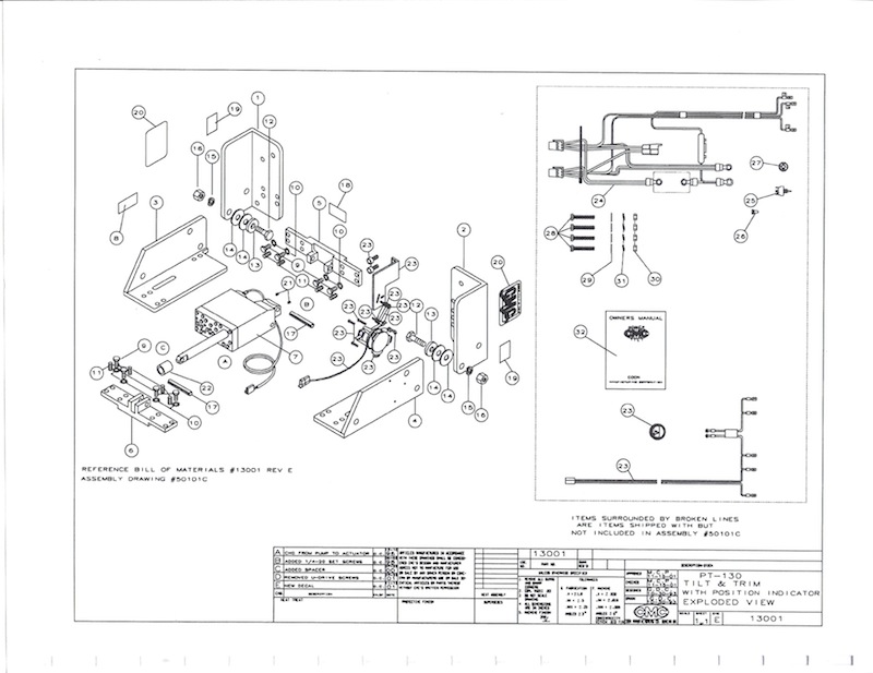 CMC PT-130 hydraulic tilt trim unit repair parts PT-130 parts list to repair your tilt trim unit