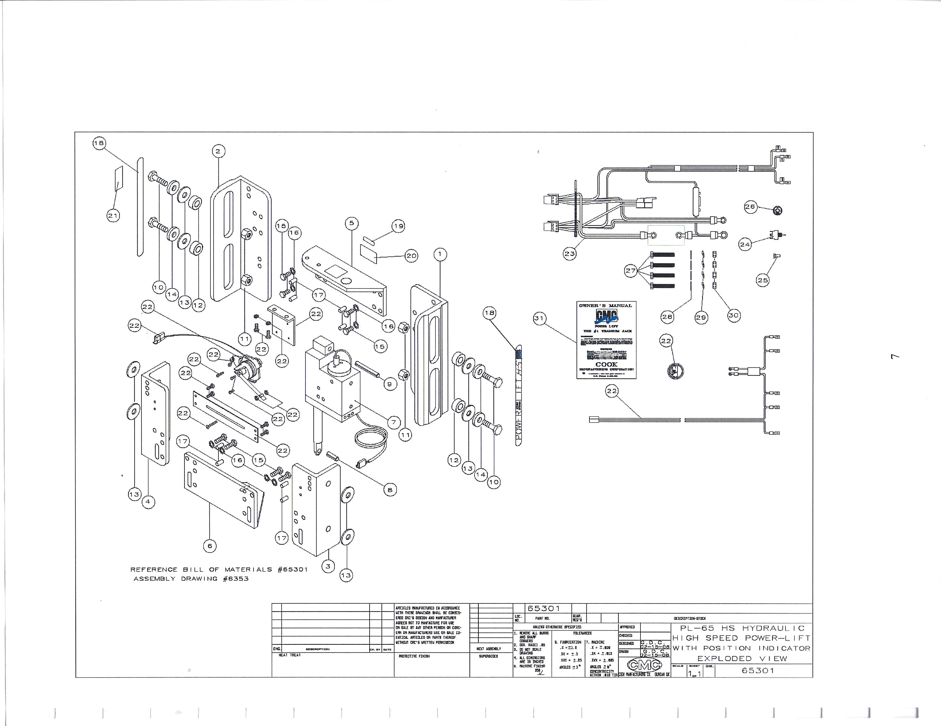 CMC PL-65 High-Speed Jack Plate exploded parts diagram